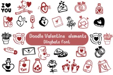Doodle Valentine Elements by Nongyao — Dingbats Font — thumbnail 1