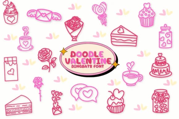Doodle Valentine by Chonada — Dingbats Font
