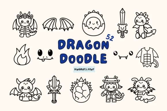 Dragon Doodle by Babymimiart — Dingbats Font
