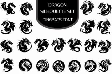 Dragon Silhouette Set by Heartcraft Atelier — Dingbats Font — thumbnail 1