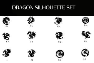 Dragon Silhouette Set by Heartcraft Atelier — Dingbats Font — thumbnail 2