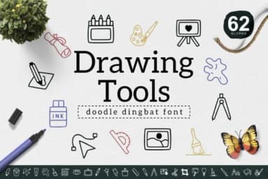 Drawing Tools by YandiDesigns — Dingbats Font — thumbnail 1