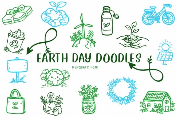 Earth Day Doodles by CHANOK — Dingbats Font
