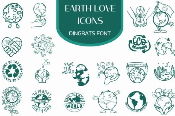 Earth Love Icons by Heartcraft Atelier — Dingbats Font