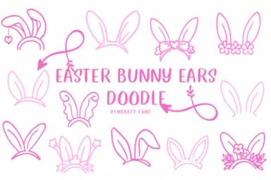Easter Bunny Ears Doodle by CHANOK — Dingbats Font — thumbnail 1