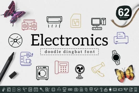 Electronics by YandiDesigns — Dingbats Font
