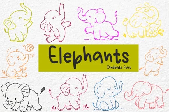 Elephants by Petal Pixels — Dingbats Font