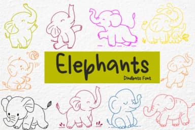 Elephants by Petal Pixels — Dingbats Font — thumbnail 1