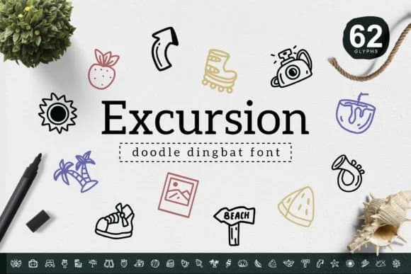 Excursion by YandiDesigns — Dingbats Font