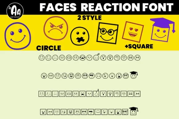 Faces Reaction by AntarArt — Dingbats Font