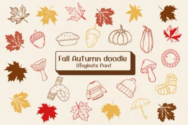 Fall Autumn Doodle by Ketsarin — Dingbats Font — thumbnail 1