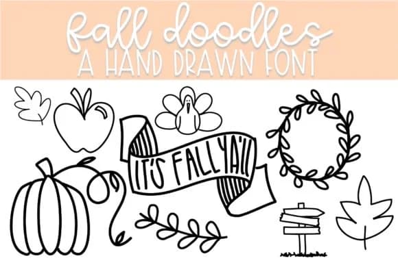 Fall Doodles by Fairways and Chalkboards — Dingbats Font