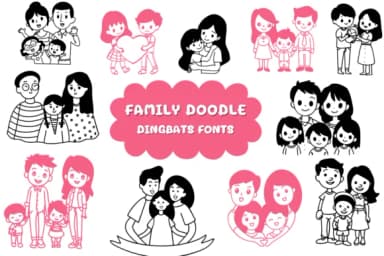 Family Doodle by Natchuta — Dingbats Font — thumbnail 1