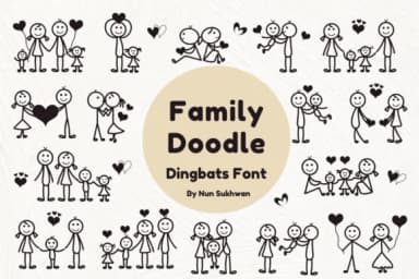 Family Doodle by Nun Sukhwan — Dingbats Font — thumbnail 1
