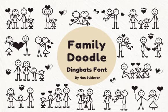 Family Doodle by Nun Sukhwan — Dingbats Font
