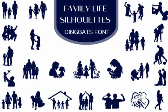 Family Life Silhouettes by Heartcraft Atelier — Dingbats Font