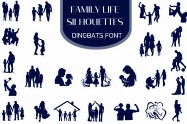 Family Life Silhouettes by Heartcraft Atelier — Dingbats Font — thumbnail 1