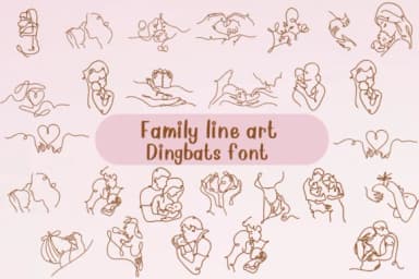 Family Line Art by Nongyao — Dingbats Font — thumbnail 1