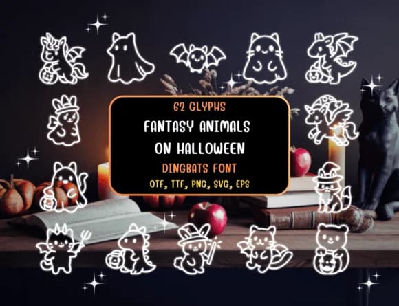 Fantasy Animals on Halloween by Distiny4919 — Dingbats Font