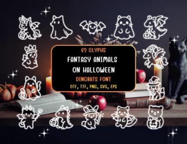 Fantasy Animals on Halloween by Distiny4919 — Dingbats Font — thumbnail 1