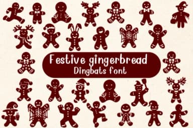 Festive Gingerbread by Nongyao — Dingbats Font — thumbnail 1
