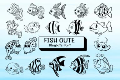 Fish Cute by Ketsarin — Dingbats Font — thumbnail 1