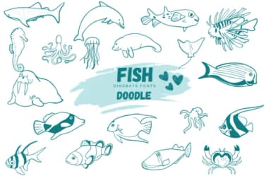 Fish Doodle by Suphitchaya — Dingbats Font — thumbnail 1
