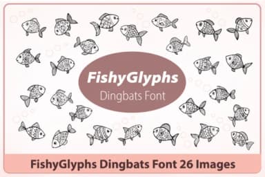 Fishyglyphs by Happy Bamboo — Dingbats Font — thumbnail 1