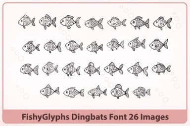 Fishyglyphs by Happy Bamboo — Dingbats Font — thumbnail 2