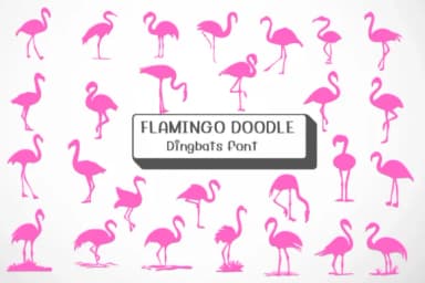 Flamingo Doodle by Ketsarin — Dingbats Font — thumbnail 1