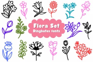 Flora Set by Natchuta — Dingbats Font — thumbnail 1
