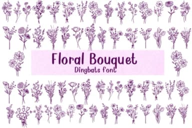 Floral Bouquet by Nongyao — Dingbats Font — thumbnail 1