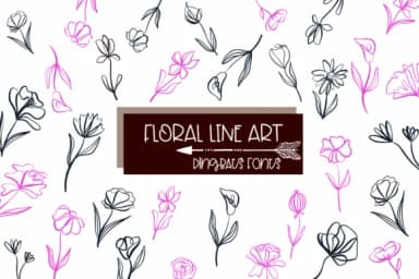 Floral Line Art by Sirinart — Dingbats Font — thumbnail 1