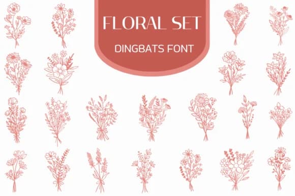 Floral Set by Heartcraft Atelier — Dingbats Font