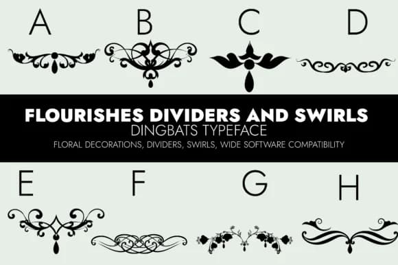 Flourishes Dividers and Swirls by Minimalistartstudio — Dingbats Font