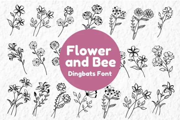 Flower and Bee by Nun Sukhwan — Dingbats Font