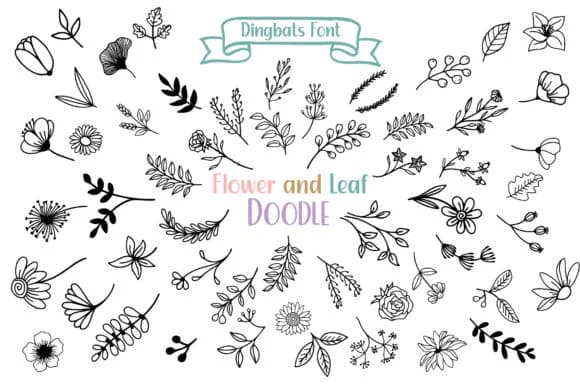 Flower and Leaf Doodle by Fox7 — Dingbats Font