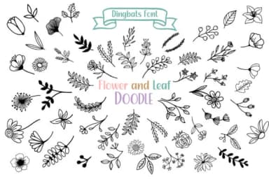 Flower and Leaf Doodle by Fox7 — Dingbats Font — thumbnail 1