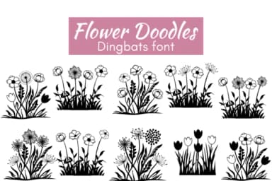 Flower Doodles by Nun Sukhwan — Dingbats Font — thumbnail 1