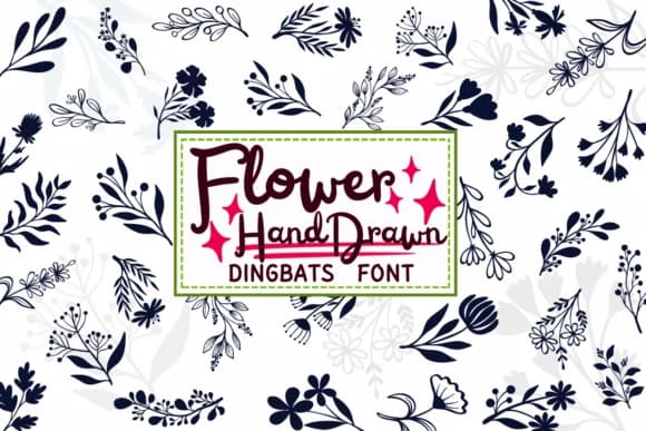 Flower Hand Drawn by PraewDesigns — Dingbats Font