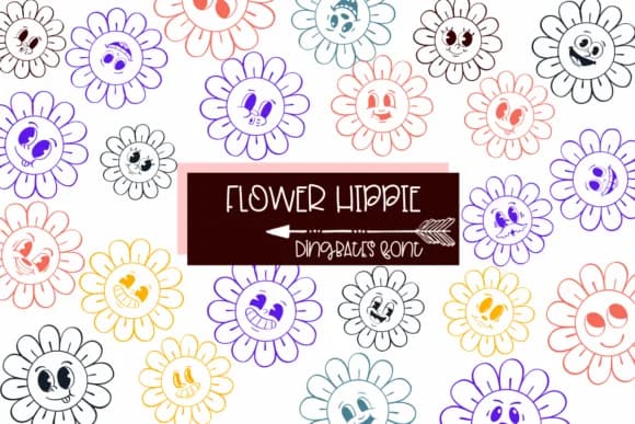 Flower Hippie by Sirinart — Dingbats Font