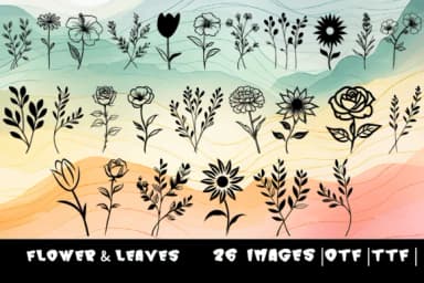 Flower &amp; Leaves by MOMAT THIRTYONE — Dingbats Font — thumbnail 1