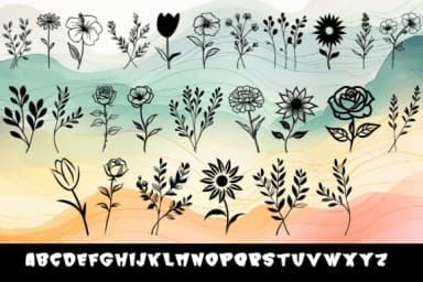 Flower &amp; Leaves by MOMAT THIRTYONE — Dingbats Font — thumbnail 2