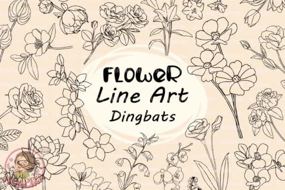 Flower Line Art by huapika — Dingbats Font