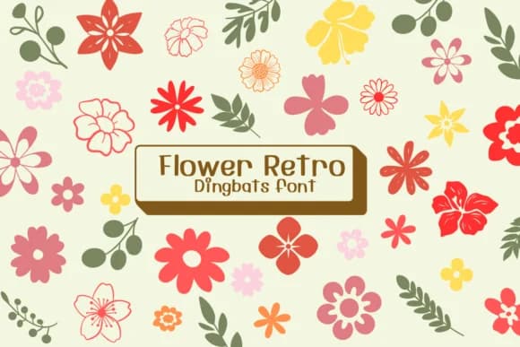 Flower Retro by Ketsarin — Dingbats Font