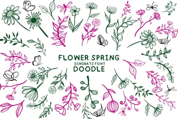 Flower Spring Doodle by Bee piyanuch — Dingbats Font