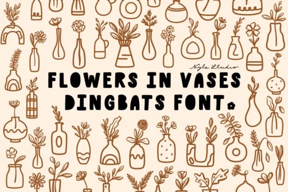 Flowers in Vases by Nyla.studio — Dingbats Font