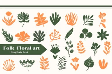Folk Floral Art by Apiwat Type — Dingbats Font — thumbnail 1