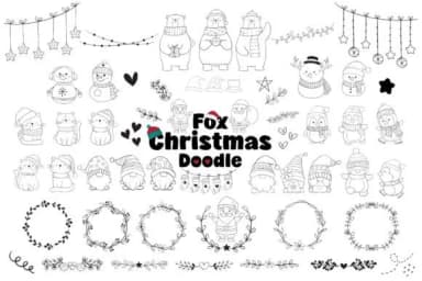 Fox Christmas Doodle by Fox7 — Dingbats Font — thumbnail 1