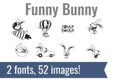 Funny Bunny Dingbats by Illustration Ink — Dingbats Font — thumbnail 1
